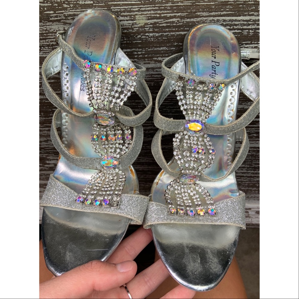 Your Party Shoe Paris Silver Rhinestone Prom Heels